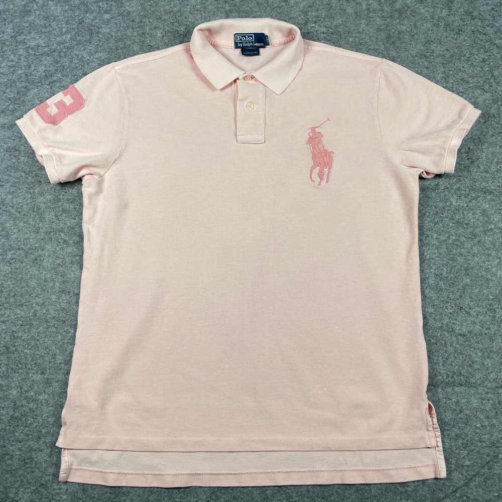 Polo Ralph Lauren Big Pony Polo Shirt Mens L Pink Custom Fit Preppy